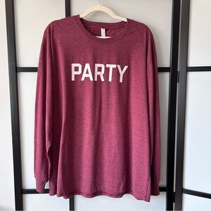 [XL] Sleeman’s Holiday “Party” Long Sleeve Pajama Shirt In Maroon Red Unisex 1st